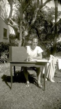 Gershwin enjoying the sunshine while orchestrating Act I of Porgy and Bess in Palm Beach, FL. February 1935.